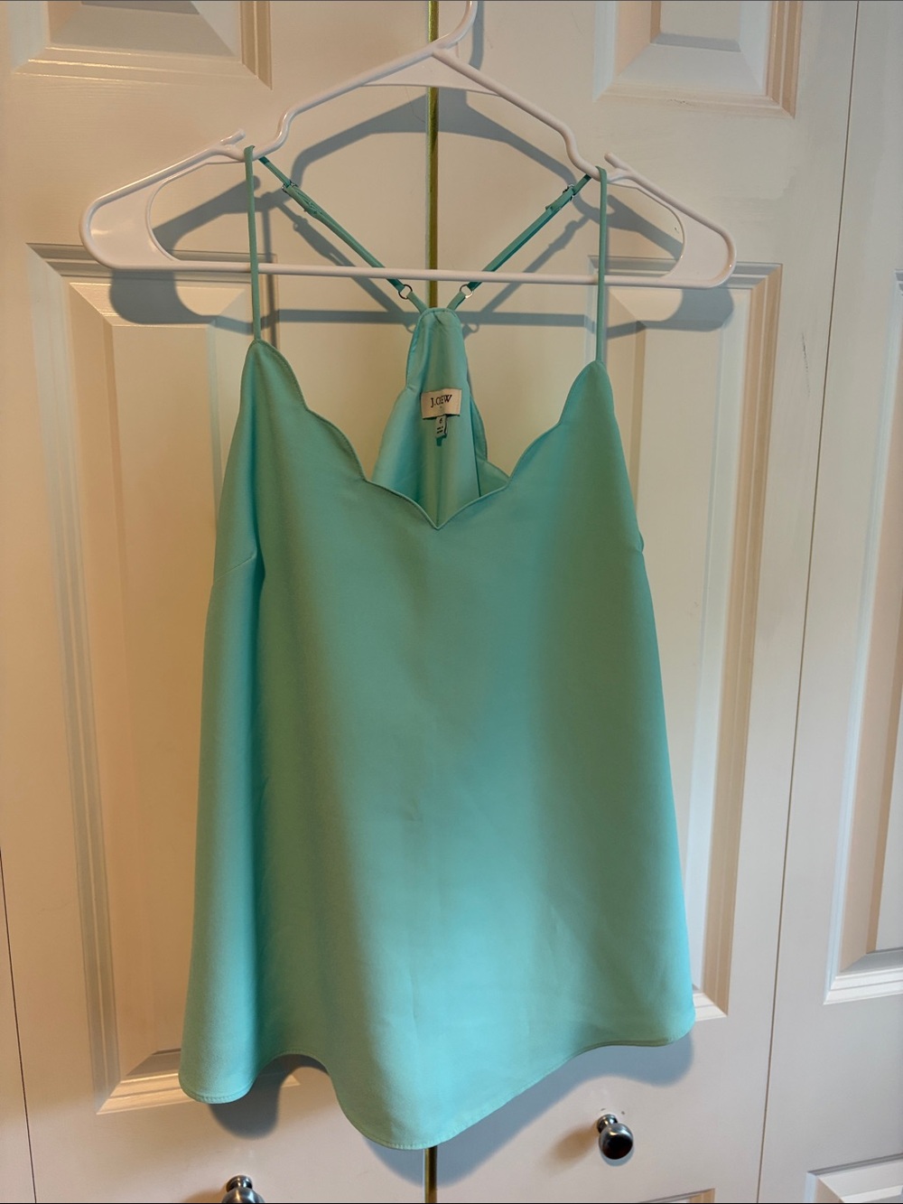 J. Crew Mint Green Spaghetti Strap Scollop Cami